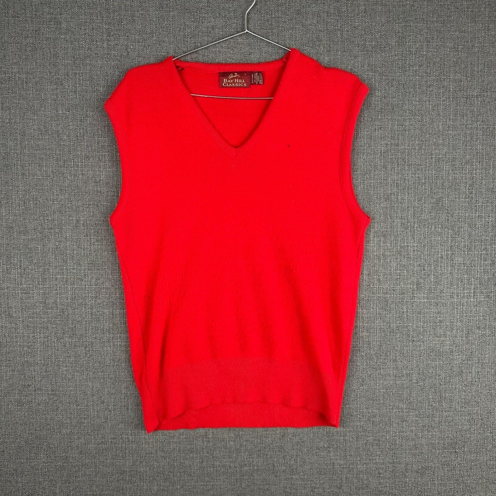 Bay Hill Classics Mens‎ Sweater Vest L V-Neck Sleeveless Red Golf Preppy Classic
